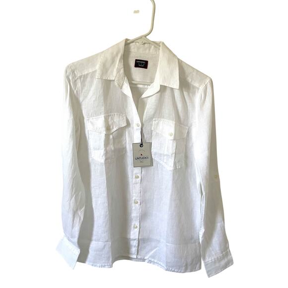 UNTUCKit Linen Cotton Button Down Long Sleeve Shirt White Size 16 Plus NEW - Picture 2 of 9